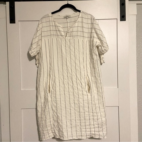 Madewell // Tie-Sleeve Cotton Dress in Stripe - Picture 2 of 4